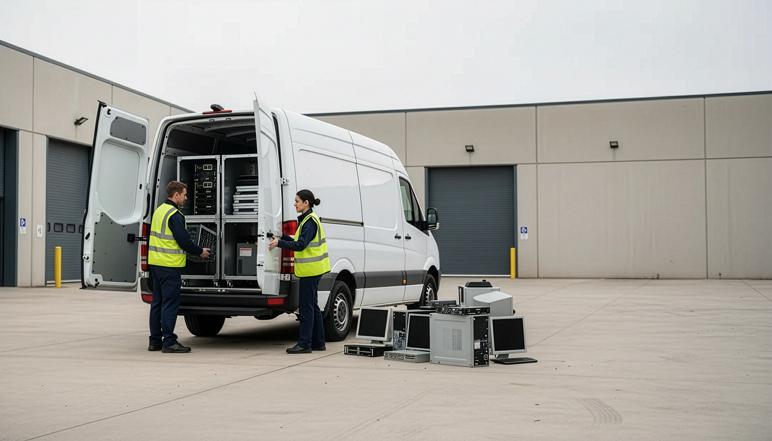 Van being loaded with IT equipment for collection